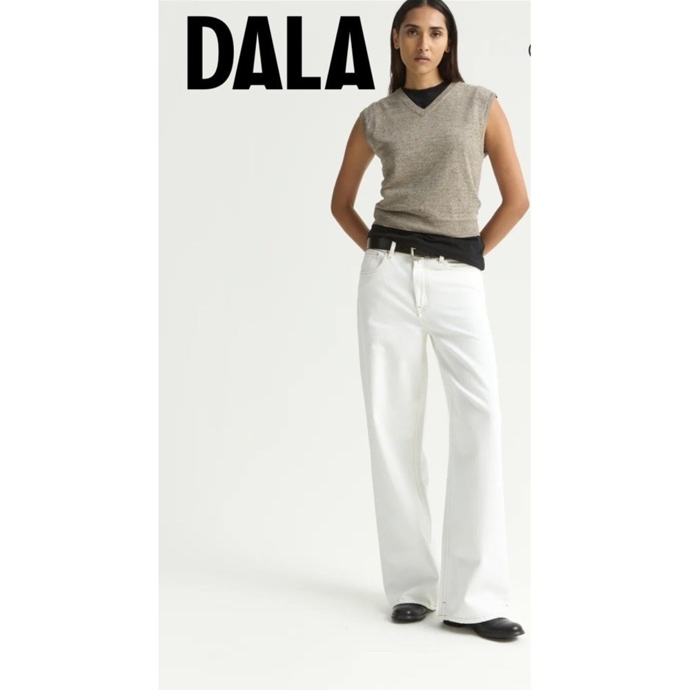 DALA SLING JEAN WHITE OPTICO 28 Mid Rise Loose Fit Wide Straight 100% Organic